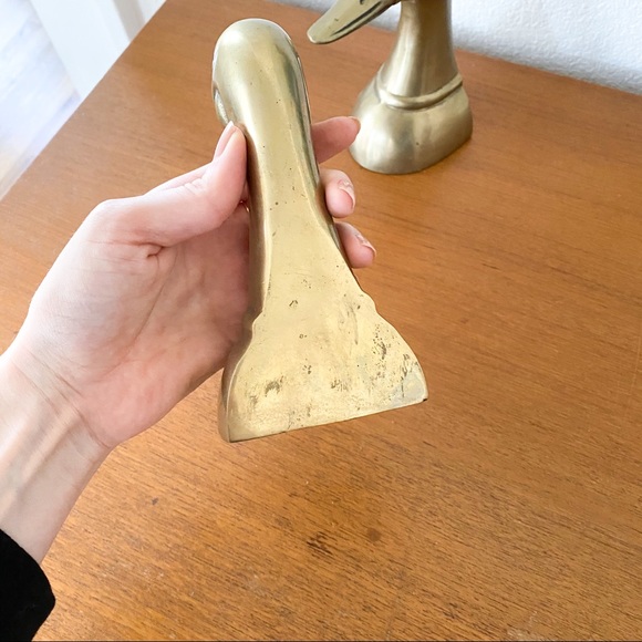 VINTAGE 🦆 MCM Goldtone Brass Duck Bookends - Picture 3 of 6